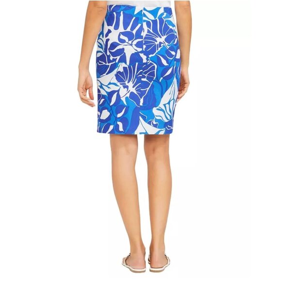J McLaughlin Womens Serina Blue Floral Pencil Skirt Buttons Above Knee size 0 - Picture 2 of 12